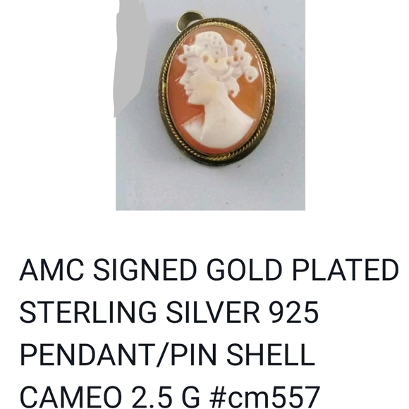 VINTAGE ITALY GENUINE SHELL SIGNED .925 CAMEO Sterling Silver Signed AMC AETISAN - Picture 10 of 12